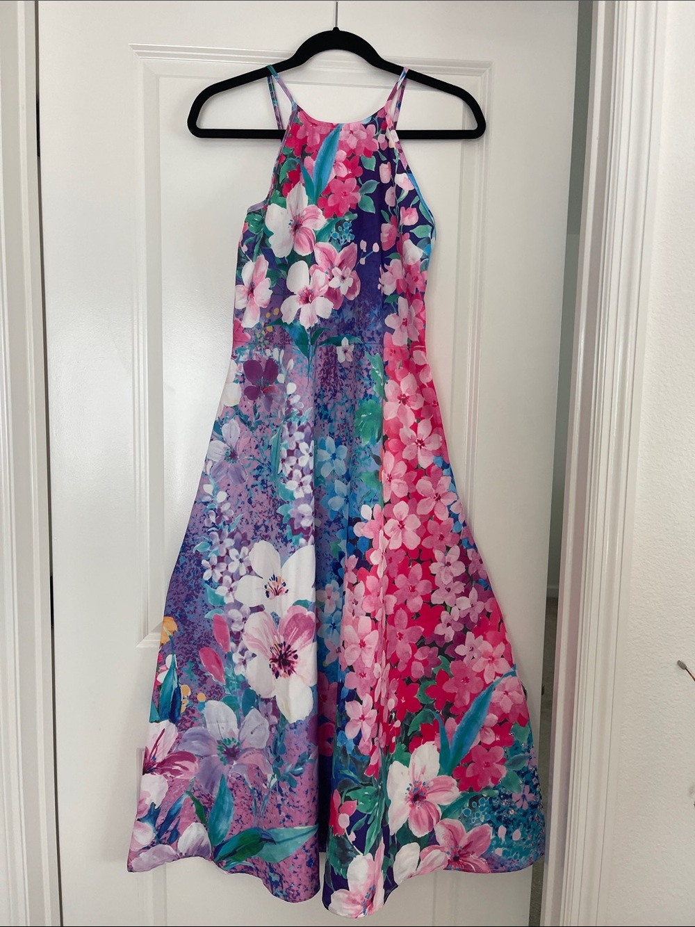 Floral Halter Maxi Dress in Pink & Purple